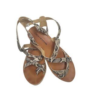 Lucky Brand Womens Snakeskin Strappy Espadrille Wedge Sandals - Chic & Comfy Sum